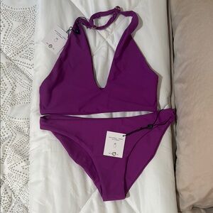 Skatie Purple Lacey Halter Cheryl Bottoms Bikini Set